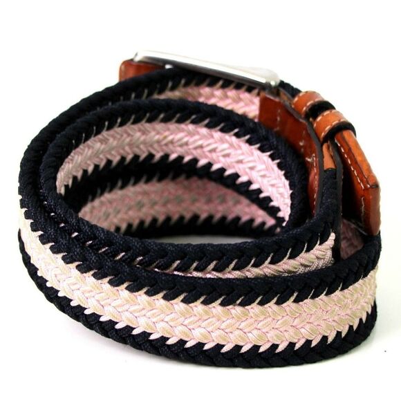 TRAFALGAR BROWN GENUINE LEATHER PINK BLACK ELASTIC GOLF CASUAL DRESS BELT 34(I41 - Picture 4 of 8